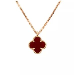 Van Cleef & Arpels Sweet Alhambra Pendant Necklace 18K Rose Gold and Carnelian